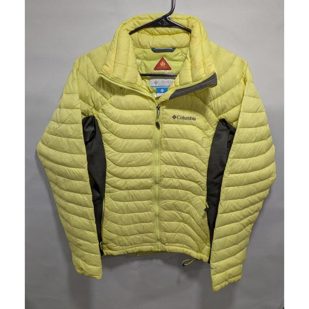 Womens Columbia Omni-Heat Yellow Full‎ Zip Quilted Puffer Jacket Size Small S